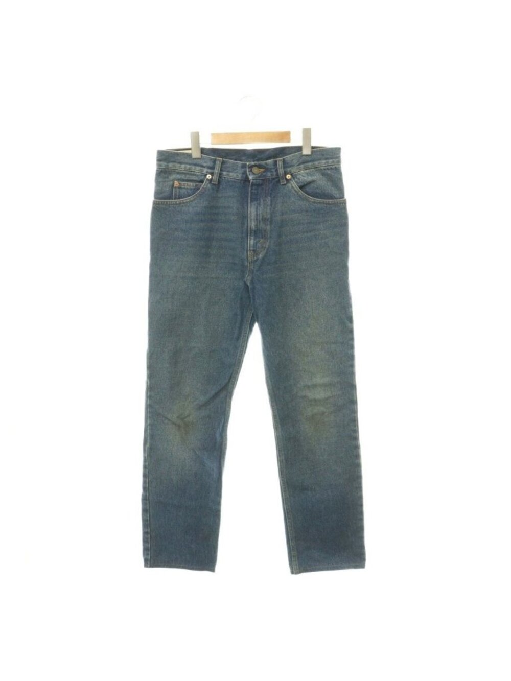 Gucci Logo Patch Straight Denim Pants Jeans 32 Indigo